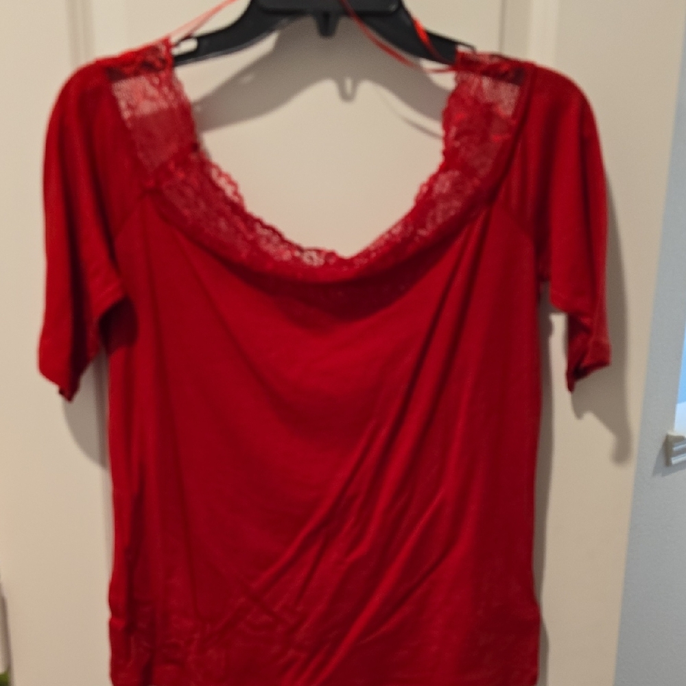 Michael Kors Crimson Lace Detail Top